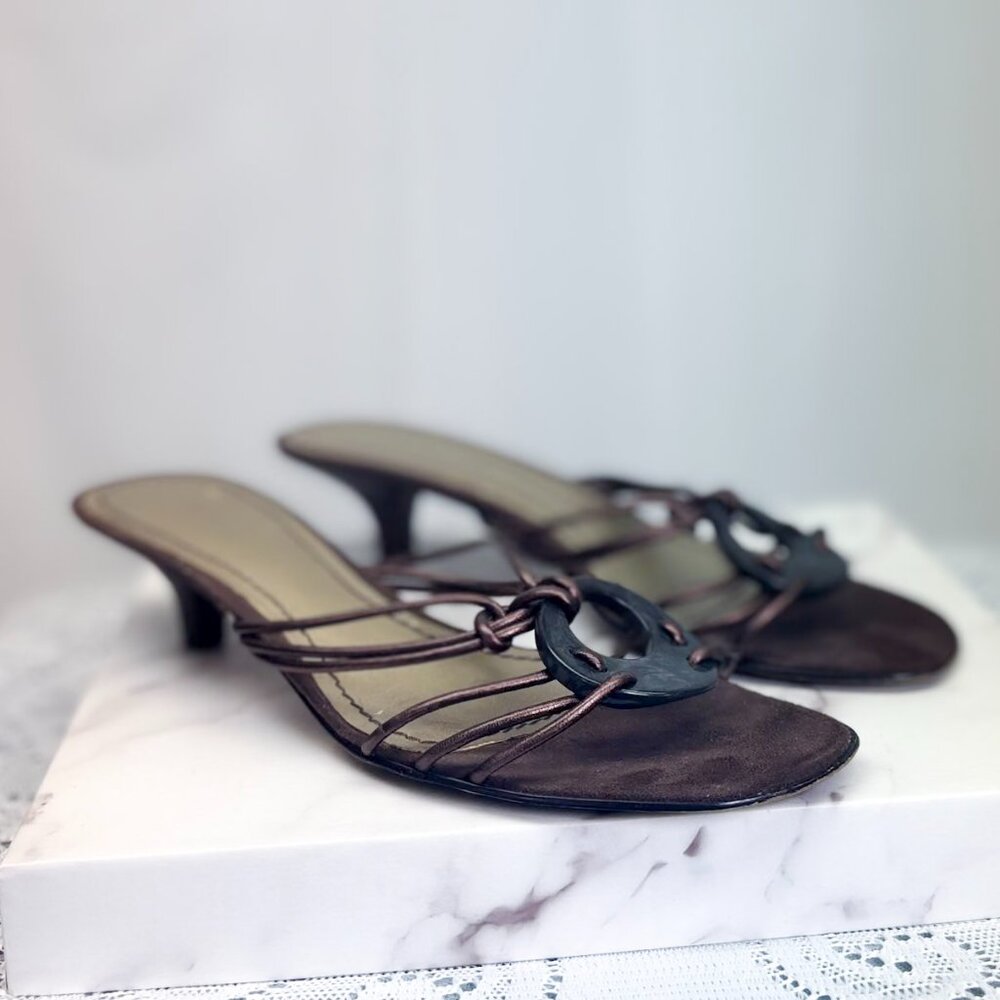 Bandolino Brand Women's Kitten Heel Sandals in Brown - Picture 2 of 11